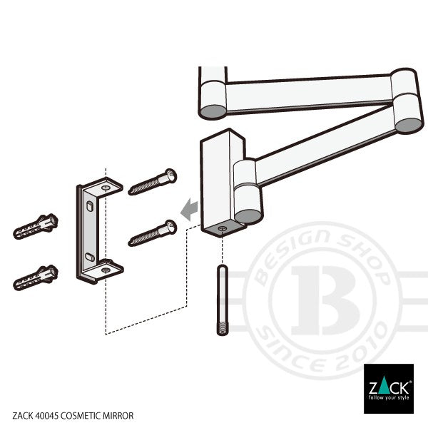 ZACK 40045 LINEA ドイツZACK社製モダンデザインのメイクアップミラー(両面鏡) 壁付けタイプ DIY MP [在庫有り]