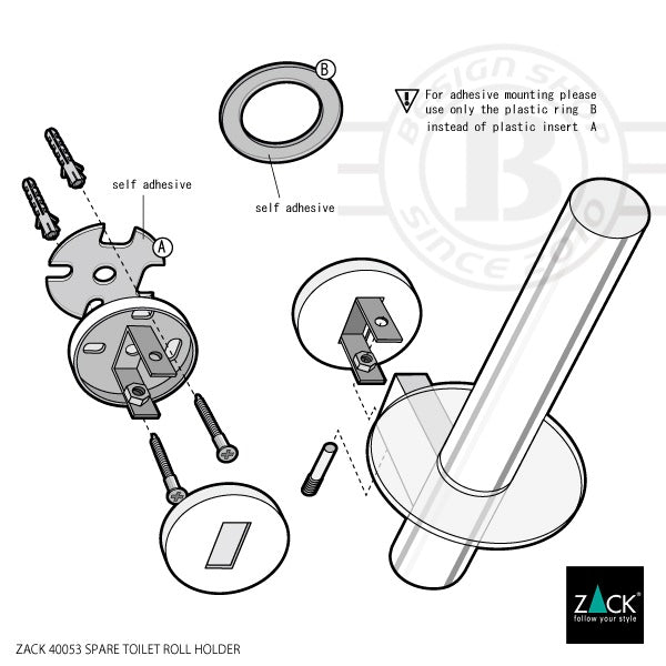 ZACK 40053 SCALA ドイツZACK社製モダンデザインのスペアトイレットペーパーホルダー 予備ロール 壁付けタイプ DIY MP [お取寄せ]