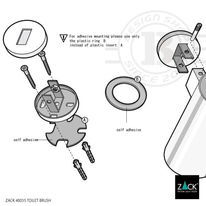ZACK 40055 SCALA ドイツZACK社製モダンデザインのトイレブラシ 壁付けタイプ DIY MP [在庫有り]