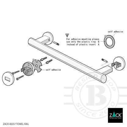 ZACK 40057 SCALA ドイツZACK社製モダンデザインのタオルレール66cm 壁付けタイプ DIY MP [お取寄せ] H2-50