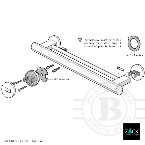 ZACK 40059 SCALA ドイツZACK社製モダンデザインのダブルタオルレール66cm 壁付けタイプ DIY MP [在庫有り] H1