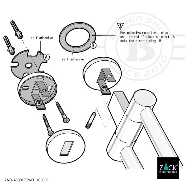 ZACK 40060 SCALA ドイツZACK社製モダンデザインのタオルホルダー(可動タイプ) 壁付けタイプ DIY MP [在庫有り] H2-43