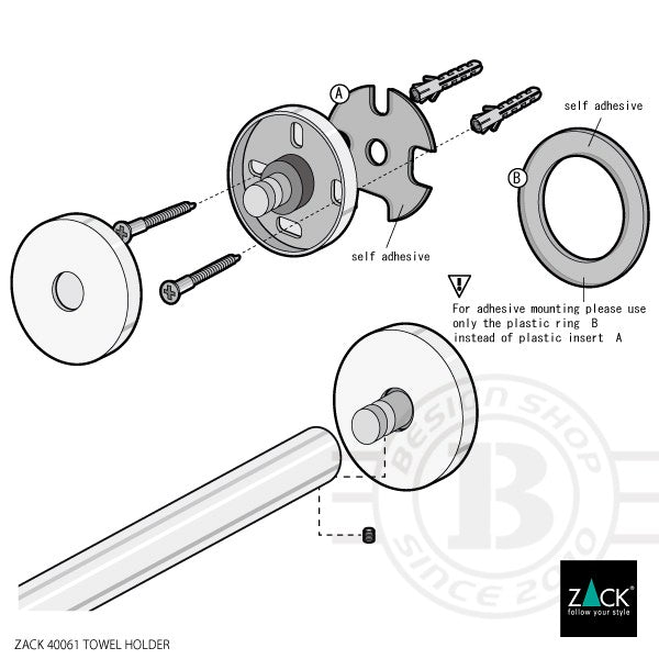 ZACK 40061 SCALA ドイツZACK社製モダンデザインのタオルホルダー 壁付けタイプ DIY MP [在庫有り]