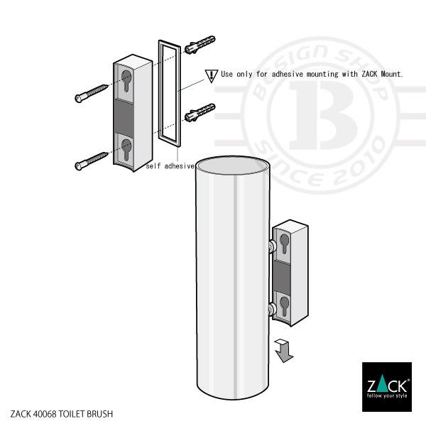 ZACK 40068 TUBO ドイツZACK社製モダンデザインのトイレブラシセット 壁付けタイプ DIY MP [在庫有り]
