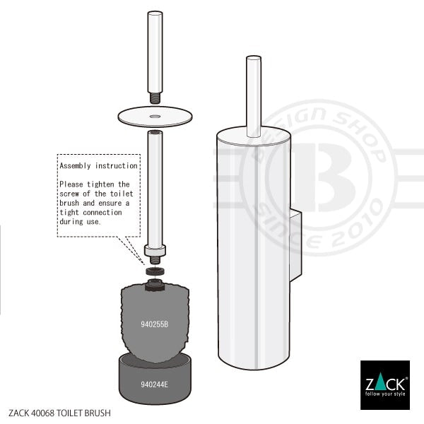ZACK 40068 TUBO ドイツZACK社製モダンデザインのトイレブラシセット 壁付けタイプ DIY MP [在庫有り]
