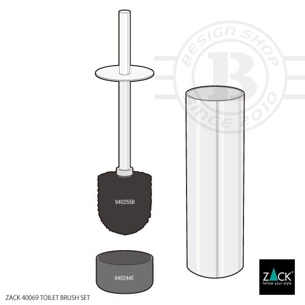 ZACK 40069 TUBO ドイツZACK社製モダンデザインのトイレブラシセット MP [在庫有り]
