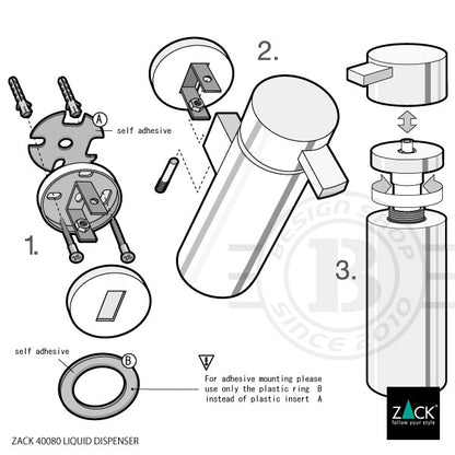 ZACK 40080 SCALA ドイツZACK社製モダンデザインのリキッドディスペンサー 壁付けタイプ DIY MP [お取寄せ]