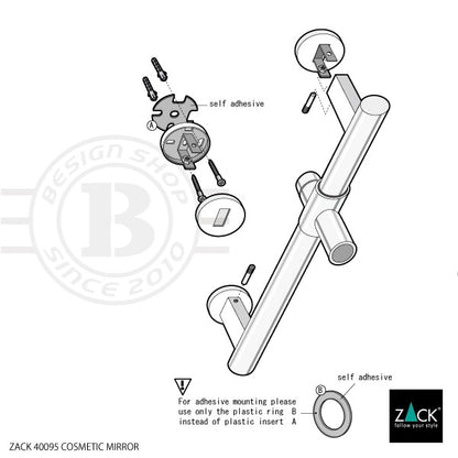 ZACK 40095 SCALA ドイツZACK社製モダンデザインのメイクアップミラー(X5倍) 壁付けタイプ DIY MP [在庫有り]H1