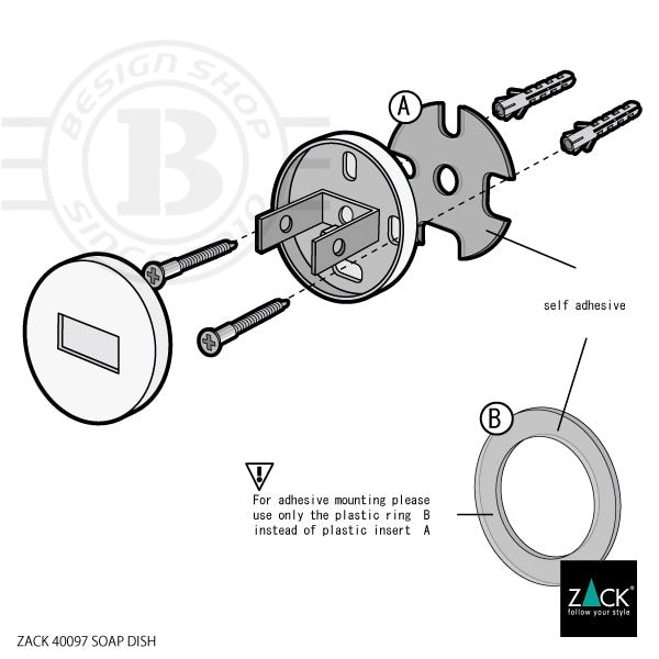 ZACK 40097 SCALA ドイツZACK社製モダンデザインのソープディッシュ(ソープトレイ) 壁付けタイプ DIY MP [在庫有り] H2-98