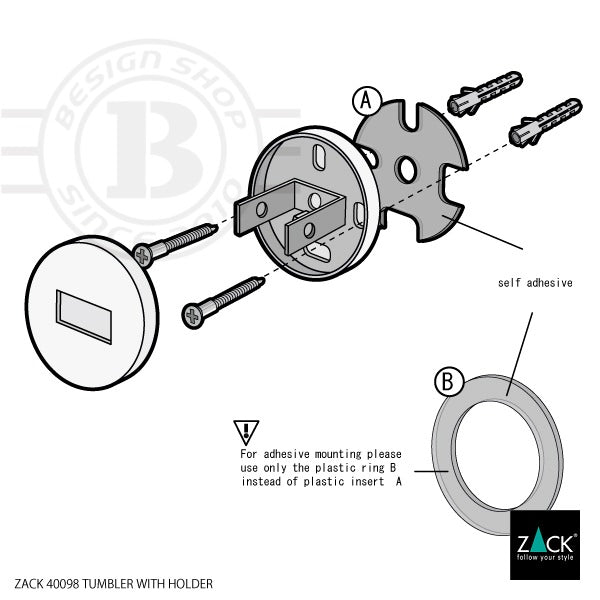 ZACK 40098 SCALA ドイツZACK社製モダンデザインのタンブラーとホルダーのセット 壁付けタイプ DIY MP [在庫有り] H2-114