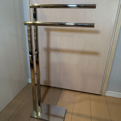 [SAMPLE] タオル掛け｜ZACK 40100 SCALA MP タオルスタンド タオルラック ダブルタオルスタンド 高さ79.7(69)cm バー長さ39cm 奥行き15cm 18/10ステンレス製 ミラーポリッシュ仕上げ [在庫有り]