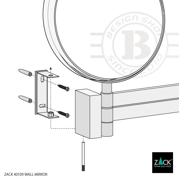 ZACK 40109 LINEA ドイツZACK社製モダンデザインのメイクアップミラー 壁付けタイプ DIY HL [お取寄せ]