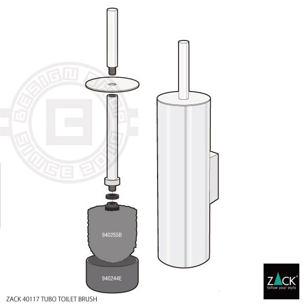 ZACK 40117 TUBO ドイツZACK社製モダンデザインのトイレブラシ ホワイト仕上げ 壁付けタイプ DIY [在庫有り]H1