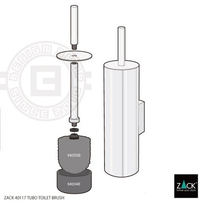 ZACK 40117 TUBO ドイツZACK社製モダンデザインのトイレブラシ ホワイト仕上げ 壁付けタイプ DIY [在庫有り]H1
