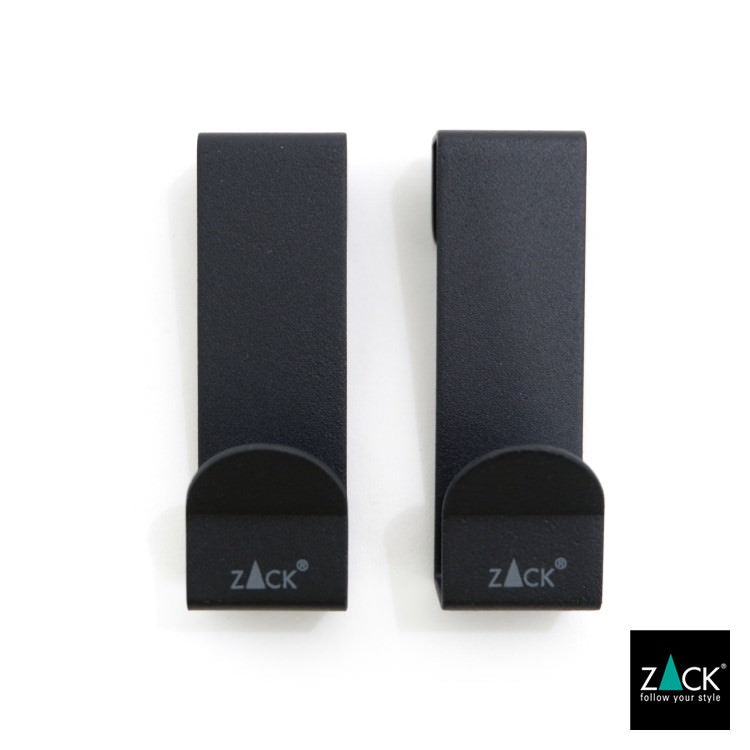 ZACK 40124 MITOR ドイツZACK社製モダンデザインのガラス用シャワーフック マットブラック 2個入 [在庫有り]