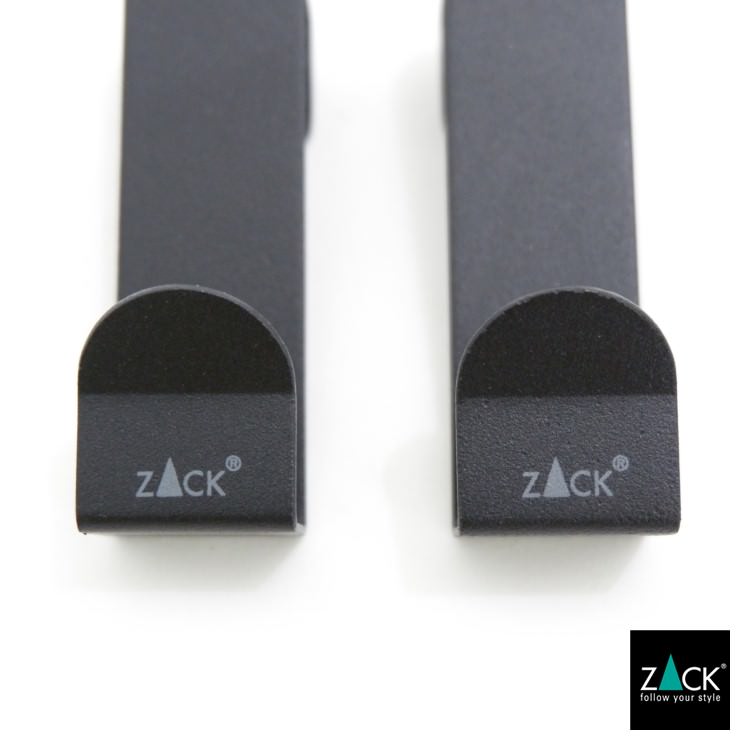 ZACK 40124 MITOR ドイツZACK社製モダンデザインのガラス用シャワーフック マットブラック 2個入 [在庫有り]