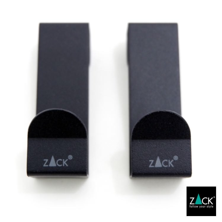 ZACK 40124 MITOR ドイツZACK社製モダンデザインのガラス用シャワーフック マットブラック 2個入 [在庫有り]