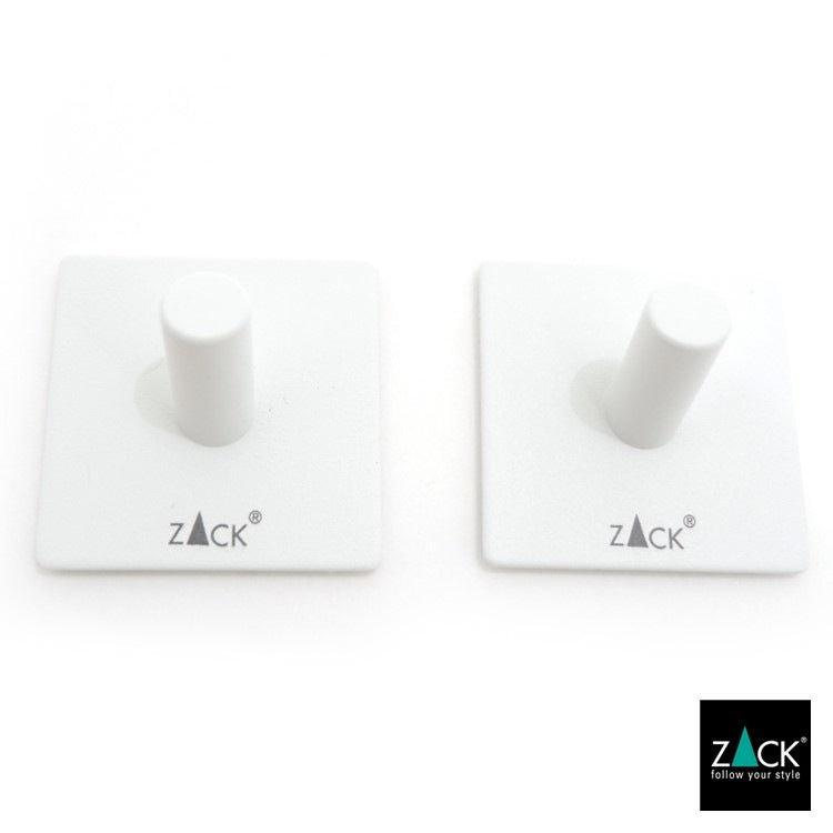 ZACK 40125 DUPLO ドイツZACK社製モダンデザインのタオルフック ホワイト仕上げ(スクエア/2個入)[在庫有り] H2-152