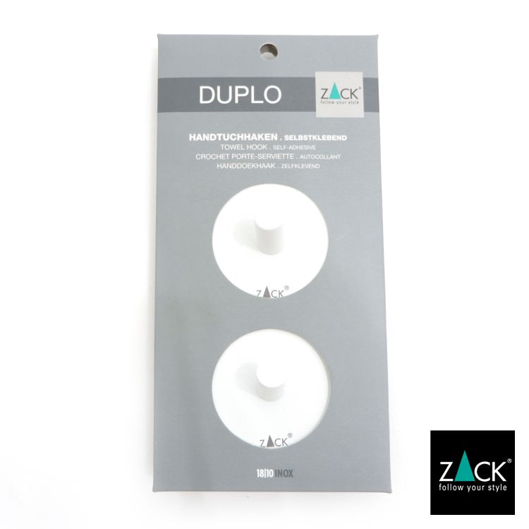 ZACK 40127 DUPLO ドイツZACK社製モダンデザインのタオルフック ホワイト仕上げ(ラウンド/2個入) [在庫有り] H2-351