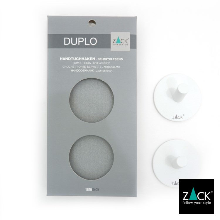 ZACK 40127 DUPLO ドイツZACK社製モダンデザインのタオルフック ホワイト仕上げ(ラウンド/2個入) [在庫有り] H2-351