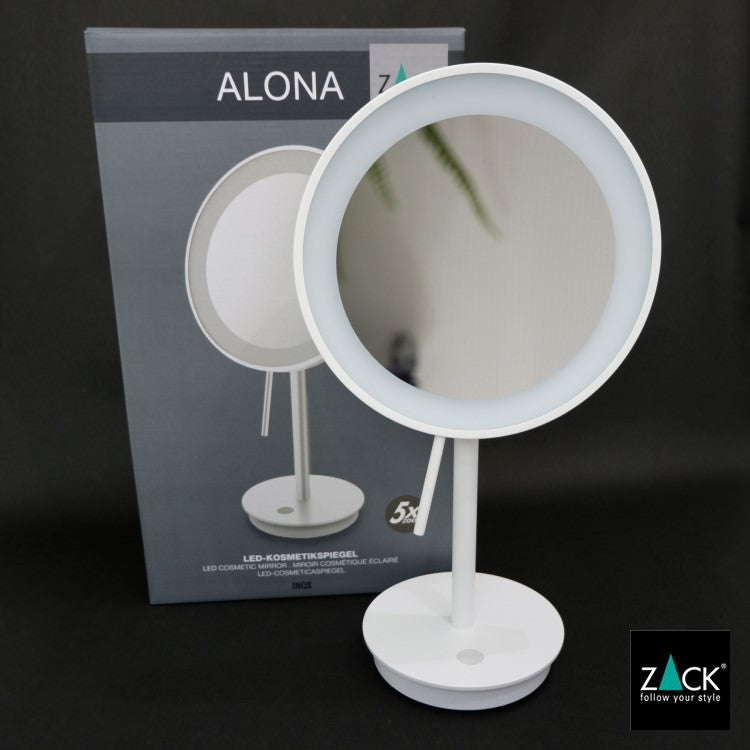 ZACK 40139 ALONA ドイツZACK社製モダンデザインのLED メイクアップミラー(X5倍) ホワイト仕上げ [お取寄せ] H2-8