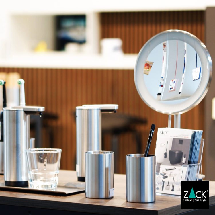 ZACK 40140 ALONA ドイツZACK社製モダンデザインのLED メイクアップミラー(X5倍) ヘアライン仕上げ HL [在庫有り] H2-82