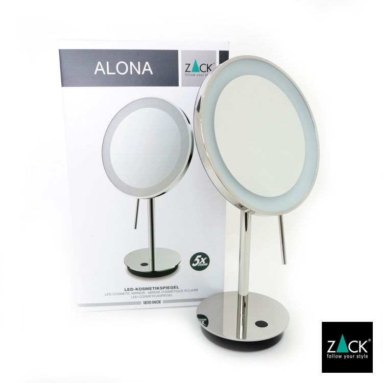 ZACK 40141 ALONA ドイツZACK社製モダンデザインのLED メイクアップミラー(X5倍) 鏡面仕上げ MP [在庫有り] H2-21