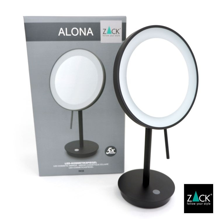 ZACK 40142 ALONA ドイツZACK社製モダンデザインのLED メイクアップミラー(X5倍) マットブラック仕上げ [在庫有り]
