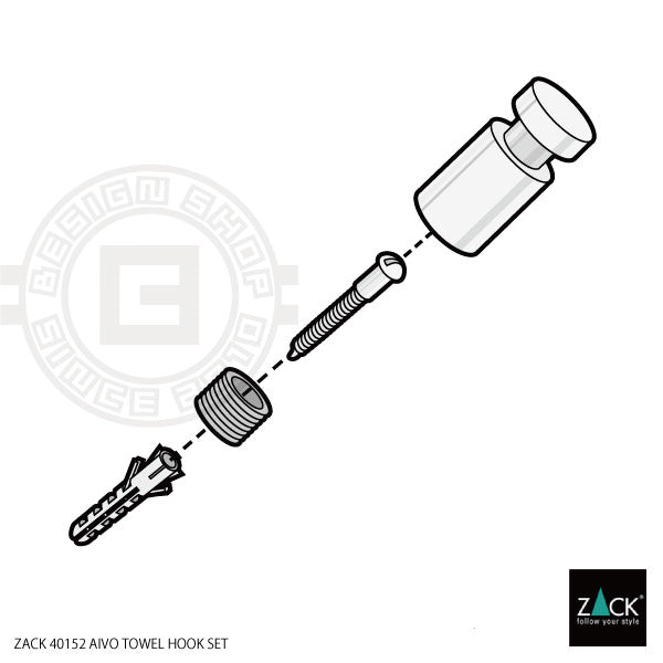 ZACK 40152 AIVO ドイツZACK社製モダンデザインのタオルフックS ホワイト仕上げ 壁付けタイプ DIY [在庫有り]H1
