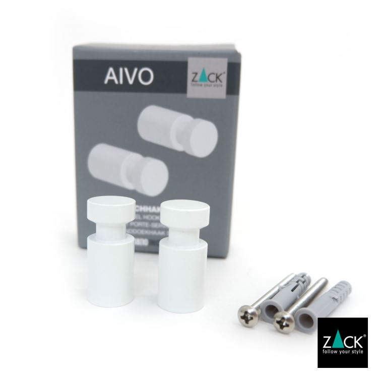 ZACK 40153 AIVO ドイツZACK社製モダンデザインのタオルフックM ホワイト仕上げ 壁付けタイプ DIY [在庫有り]