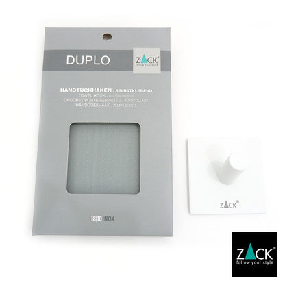 ZACK 40154 DUPLO ドイツZACK社製モダンデザインのタオルフック ホワイト(スクエア) [業務用(12個セット)]