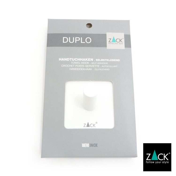 ZACK 40154 DUPLO ドイツZACK社製モダンデザインのタオルフック ホワイト仕上げ [在庫有り] H2-490