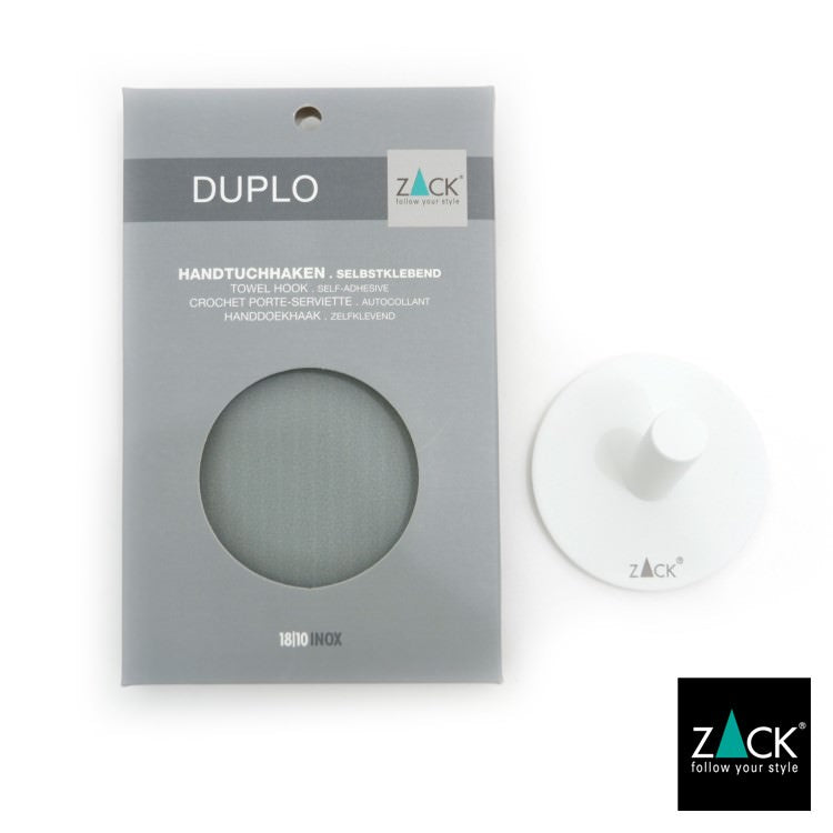 ZACK 40155 DUPLO ドイツZACK社製モダンデザインのタオルフック ホワイト仕上げ [在庫有り] H2-275