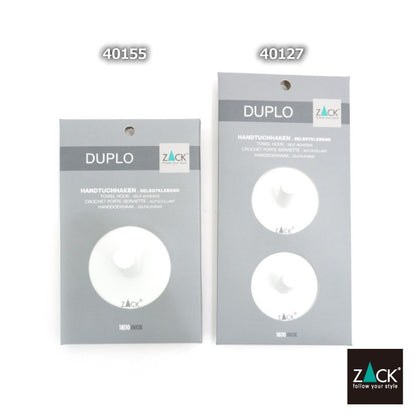 ZACK 40155 DUPLO ドイツZACK社製モダンデザインのタオルフック ホワイト仕上げ [在庫有り] H2-275