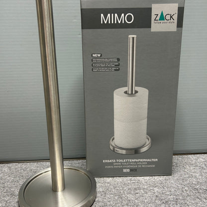[SAMPLE] スペアトイレットペーパーホルダー｜ZACK 40180 MIMO HL ペーパーストッカー ペーパースタンド 高さ38cm ベース直径15cm 18/10ステンレス製 ヘアライン仕上げ