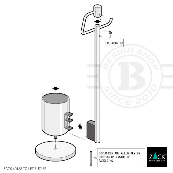 ZACK 40188 MARINO ドイツZACK社製モダンデザインのトイレットペーパースタンド トイレットバトラー HL [在庫有り]H1