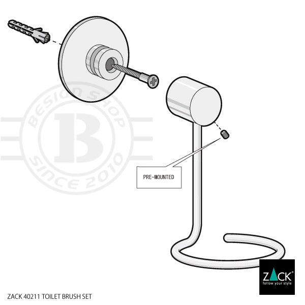 ZACK 40211 MARINO ドイツZACK社製モダンデザインのトイレブラシセット 壁付けタイプ DIY HL [在庫有り]H1