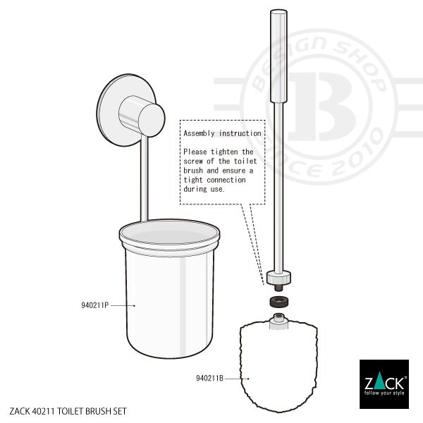 ZACK 40211 MARINO ドイツZACK社製モダンデザインのトイレブラシセット 壁付けタイプ DIY HL [在庫有り]H1