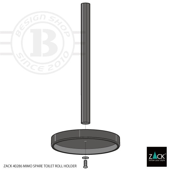 ZACK 40286 MIMO ドイツZACK社製モダンデザインのスペアトイレットペーパーホルダー 予備ロール マットブラック [在庫有り]