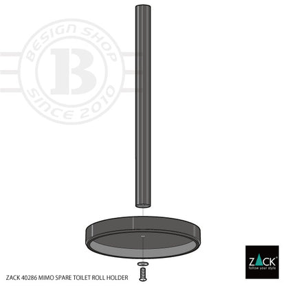 ZACK 40286 MIMO ドイツZACK社製モダンデザインのスペアトイレットペーパーホルダー 予備ロール マットブラック [在庫有り]