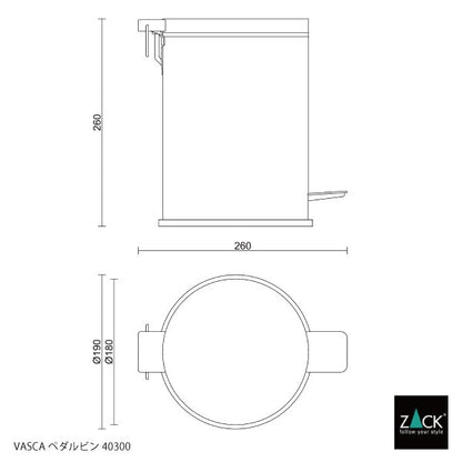 ZACK 40300 VASCA ドイツZACK社製モダンデザインのペダルビン HL [在庫有り]
