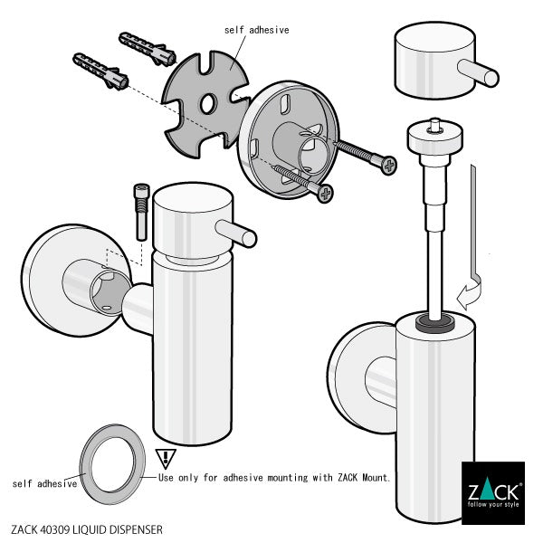 ZACK 40309 MANOLA ドイツZACK社製モダンデザインのリキッドディスペンサー 壁付けタイプ DIY HL [在庫有り]
