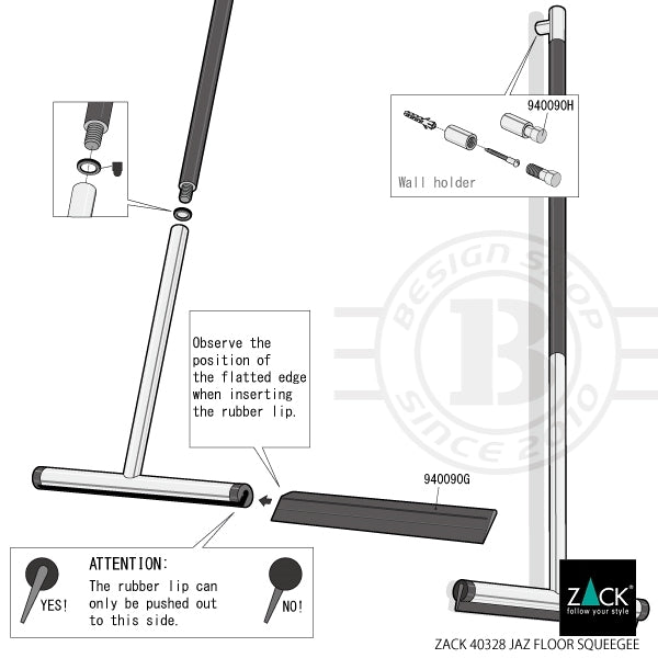 ZACK 40328 JAZ ドイツZACK社製モダンデザインのフロアスクイージーL HL [お取寄せ]
