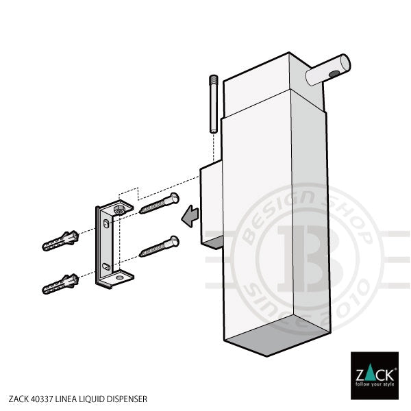 ZACK 40337 LINEA ドイツZACK社製モダンデザインのリキッドディスペンサー 壁付けタイプ DIY MP [在庫有り] H2-57