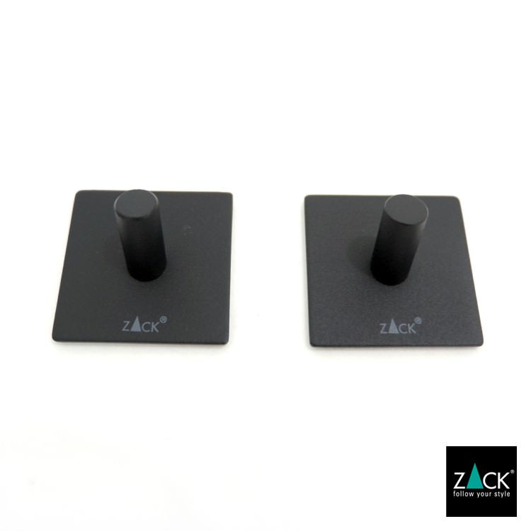 ZACK 40353 DUPLO ドイツZACK社製モダンデザインのタオルフック マットブラック(スクエア/2個入) [在庫有り]