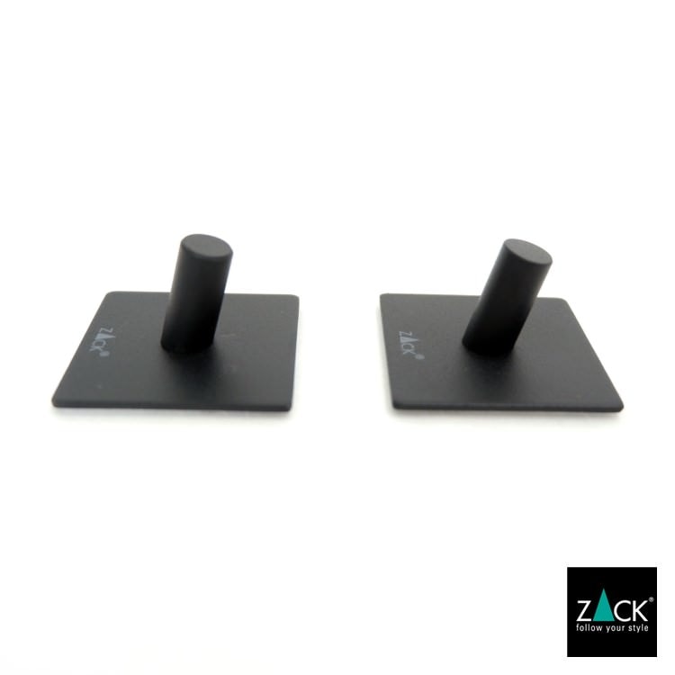 ZACK 40353 DUPLO ドイツZACK社製モダンデザインのタオルフック マットブラック(スクエア/2個入) [在庫有り]