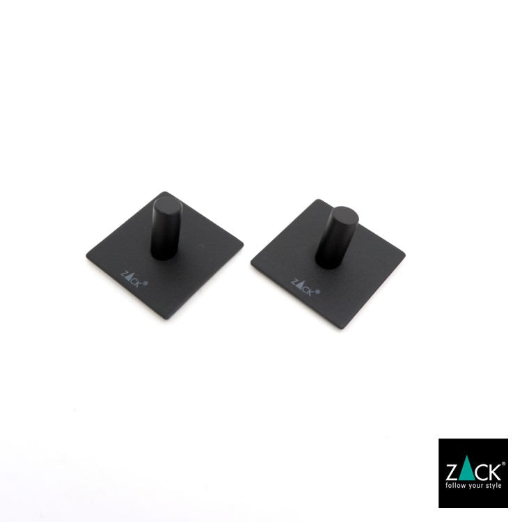ZACK 40353 DUPLO ドイツZACK社製モダンデザインのタオルフック マットブラック(スクエア/2個入) [在庫有り]