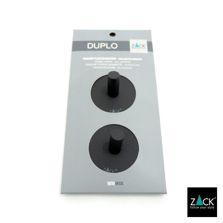 ZACK 40354 DUPLO ドイツZACK社製モダンデザインのタオルフック マットブラック(ラウンド/2個入) [在庫有り]