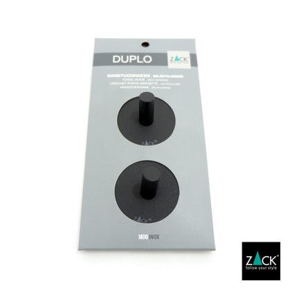 ZACK 40354 DUPLO ドイツZACK社製モダンデザインのタオルフック マットブラック(ラウンド/2個入) [在庫有り]