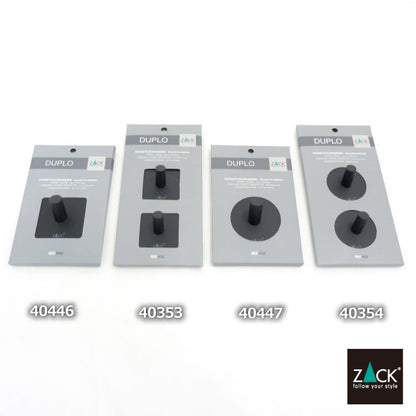 ZACK 40354 DUPLO ドイツZACK社製モダンデザインのタオルフック マットブラック(ラウンド/2個入) [在庫有り]